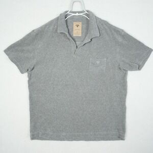 OAS Mens Terry Polo Shirt‎ Grey Short Sleeve Cotton Towel Knit XXL Pocket Logo